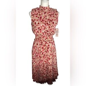 Nanette Lepore sleeveless floral pleated midi dress sz 4 NWT cottagecore boho